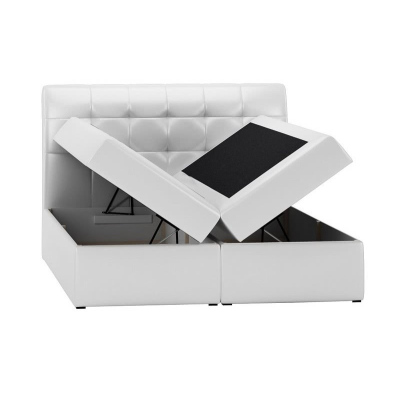 Boxspring gepolstertes Bett SARA schwarzes Öko-Leder 160 + gratis Topper