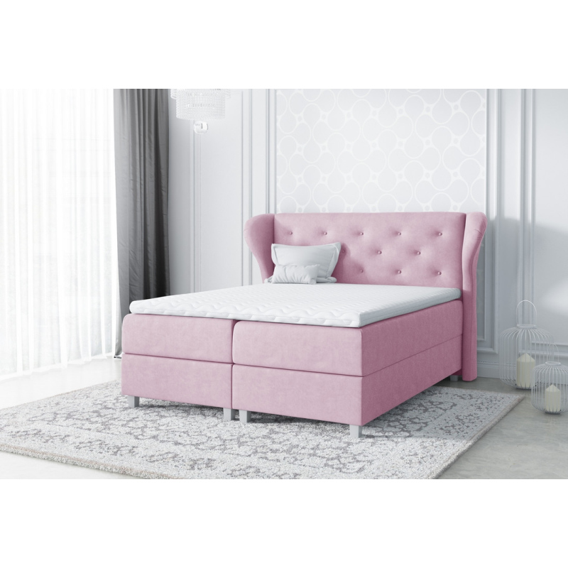 Gepolstertes Doppelbett Eveli Rosa 180 + gratis Topper