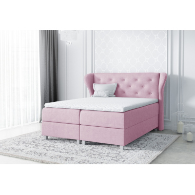 Gepolstertes Doppelbett Eveli Rosa 180 + gratis Topper