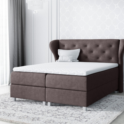 Eveli gepolstertes Doppelbett Braun 180 + gratis Topper