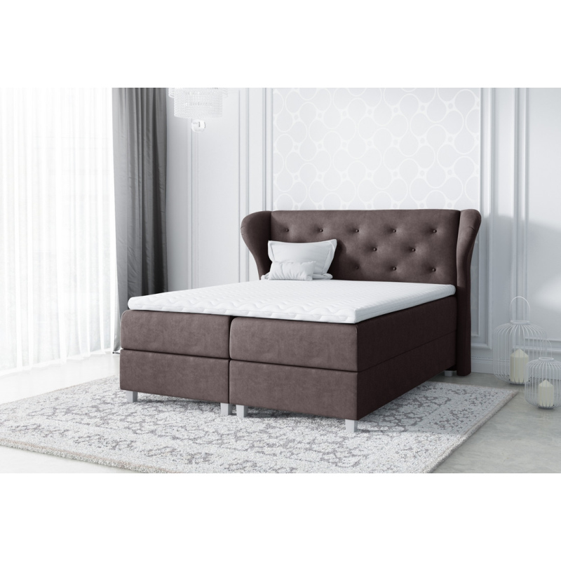 Eveli gepolstertes Doppelbett Braun 180 + gratis Topper