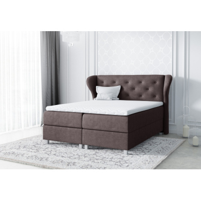 Eveli gepolstertes Doppelbett Braun 180 + gratis Topper