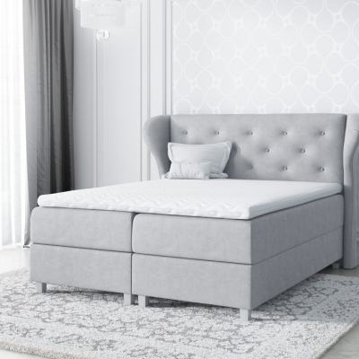 Boxspring gepolstertes Bett Eveli grau 160 + gratis Topper