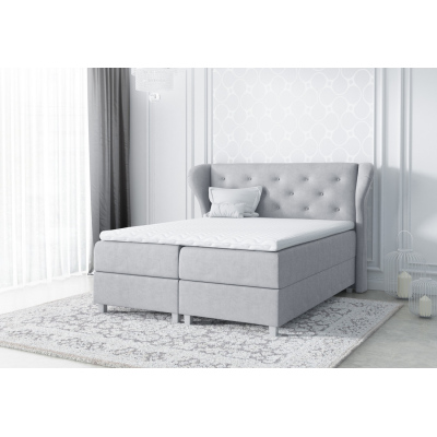 Boxspring gepolstertes Bett Eveli grau 160 + gratis Topper