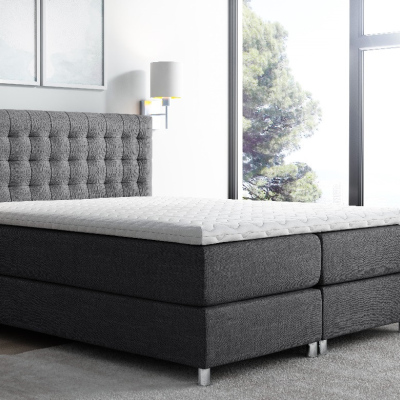 Hohes Polsterbett Boxspring Luca anthrazit 180 + gratis Topper