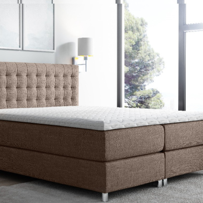 Hohes Polsterbett boxspring Luca braun 180 + gratis Topper