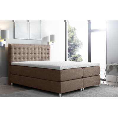 Hohes Polsterbett boxspring Luca braun 180 + gratis Topper