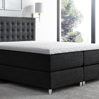 Hohes Polsterbett boxspring Luca schwarz 180 + gratis Topper