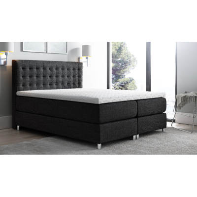 Hohes Polsterbett boxspring Luca schwarz 160 + gratis Topper