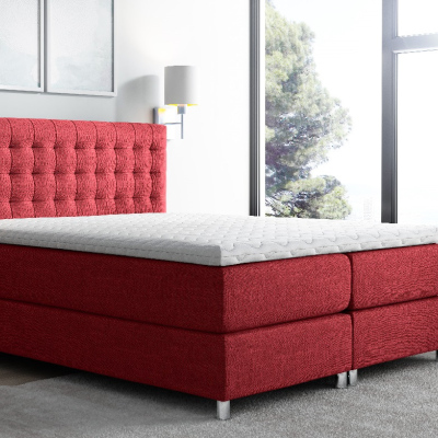 Hohes Polsterbett boxspring Luca rot 160 + gratis Topper