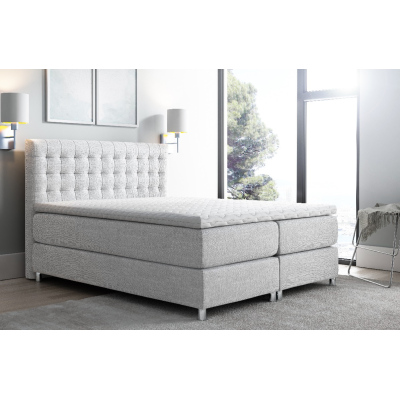 Hohes Polsterbett boxspring Luca grau 140 + gratis Topper