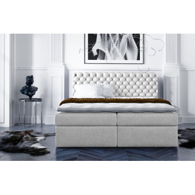 Stilvolles kontinentales Bett Giulio creme 180 + kostenloser Topper