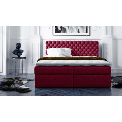 Stilvolles kontinentales Bett Giulio burgundy 140 + kostenloser Topper