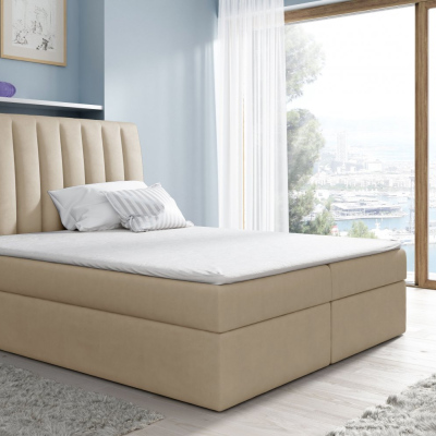 Kontinentales Bett Kaspis beige 200 x 200 + Gratis-Topper