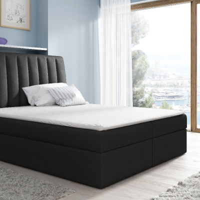 Kontinentales Bett Kaspis schwarz 200 x 200 + Gratis-Topper