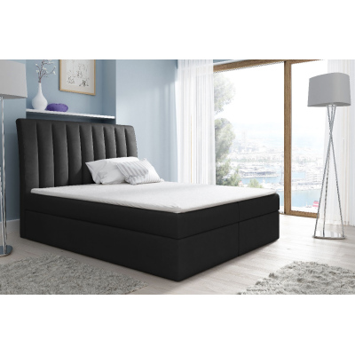 Kontinentales Bett Kaspis schwarz 200 x 200 + Gratis-Topper