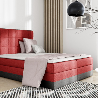 Doppelbett mit Matratze und Lattenrost Sandy Rot, Schwarz 180 + Gratis-Topper