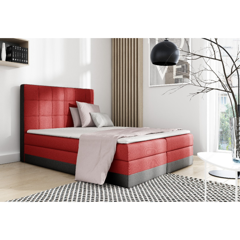 Doppelbett mit Matratze und Lattenrost Sandy Rot, Schwarz 180 + Gratis-Topper