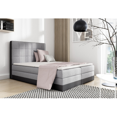 Doppelbett mit Matratze und Lattenrost Sandy Grau, Schwarz 160 + Gratis-Topper