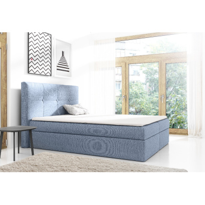 Großes Doppelbett Olivio grau-blau 200 + gratis Topper