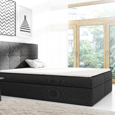 Gepolstertes Doppelbett mit Stauraum Olivio Schwarz 140 + gratis Topper