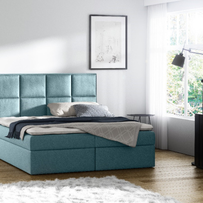 Geräumiges gepolstertes Doppelbett mit Stauraum Sivio Blau 200 + GRATIS TOPPER