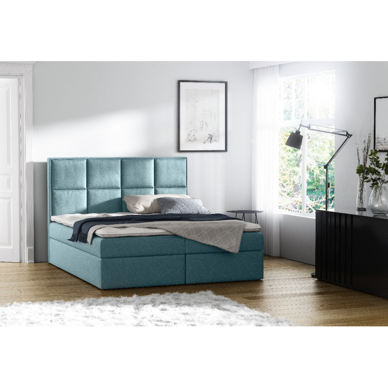 Gepolstertes Doppelbett mit Stauraum Sivio Blau 180 + GRATIS TOPPER