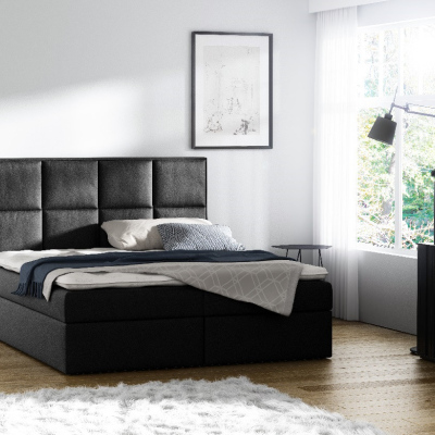 Gepolstertes Doppelbett mit Stauraum Sivio Schwarz 180 + GRATIS TOPPER