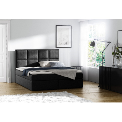 Gepolstertes Doppelbett mit Stauraum Sivio Schwarz 180 + GRATIS TOPPER