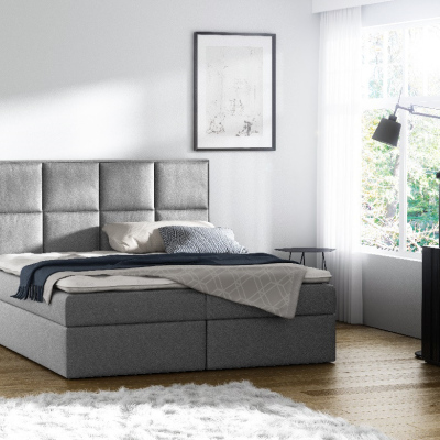 Gepolstertes Doppelbett mit Stauraum Sivio Grau 180 + GRATIS TOPPER