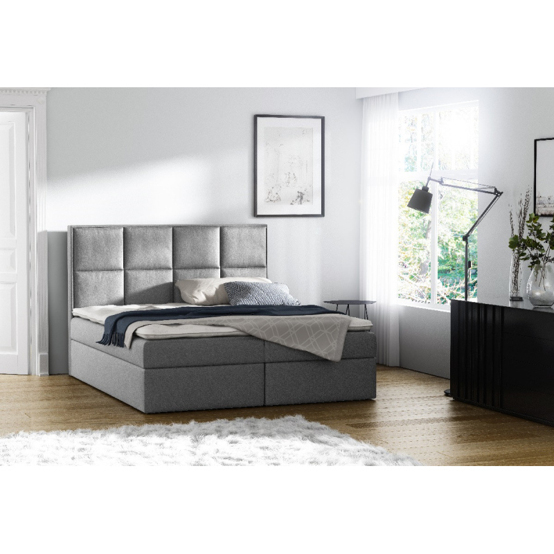 Gepolstertes Doppelbett mit Stauraum Sivio Grau 180 + GRATIS TOPPER