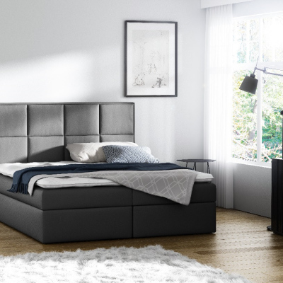 Gepolstertes Doppelbett mit Stauraum Sivio graues Öko-Leder 160 + GRATIS TOPPER