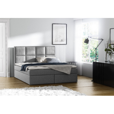 Gepolstertes Doppelbett mit Stauraum Sivio Grau 160 + GRATIS TOPPER