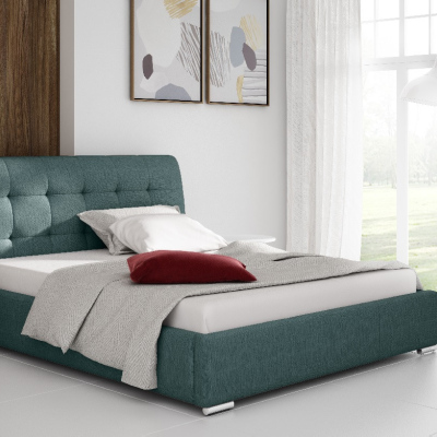 Modernes gepolstertes Einzelbett Evelyn mit Stauraum blau 120 x 200