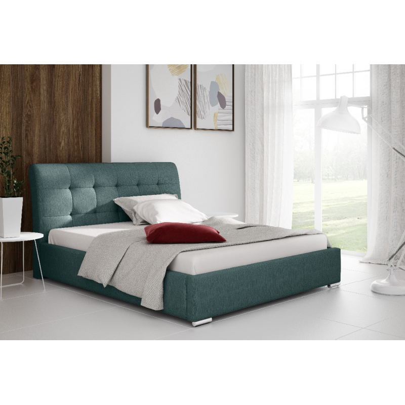 Modernes gepolstertes Einzelbett Evelyn mit Stauraum blau 120 x 200