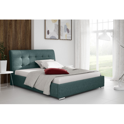 Modernes gepolstertes Einzelbett Evelyn mit Stauraum blau 120 x 200