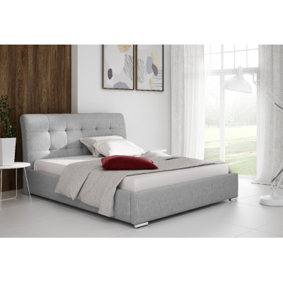 Modernes gepolstertes Einzelbett Evelyn mit Stauraum hellgrau 120 x 200