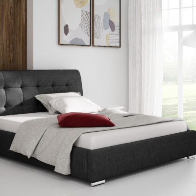 Modernes gepolstertes Einzelbett Evelyn mit Stauraum schwarz 120 x 200