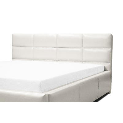 Elegantes Bett mit Aufbewahrung Garret beiges Öko-Leder 200 x 200