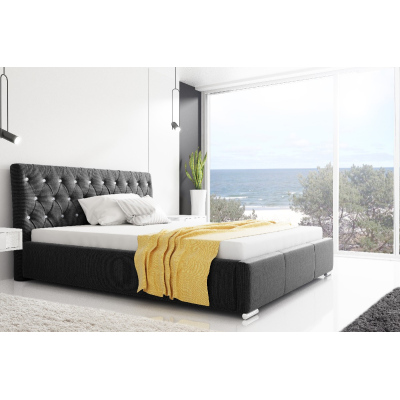 Designer-Einzelbett Adelaide mit hohem Kopfteil und Stauraum Schwarz 120 x 200