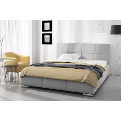 Designer-Einzelbett Prato mit hohem Kopfteil und Stauraum graues Öko-Leder 120 x 200