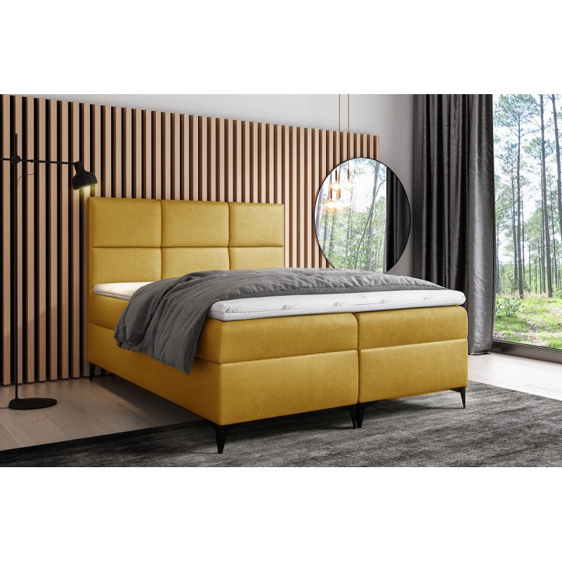 Designer-Polsterbett Fiza mit Stauraum Gelb 120 x 200 + gratis Topper