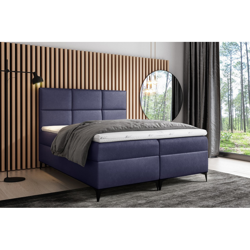 Designer-Polsterbett Fiza mit Stauraum Blau 120 x 200 + gratis Topper