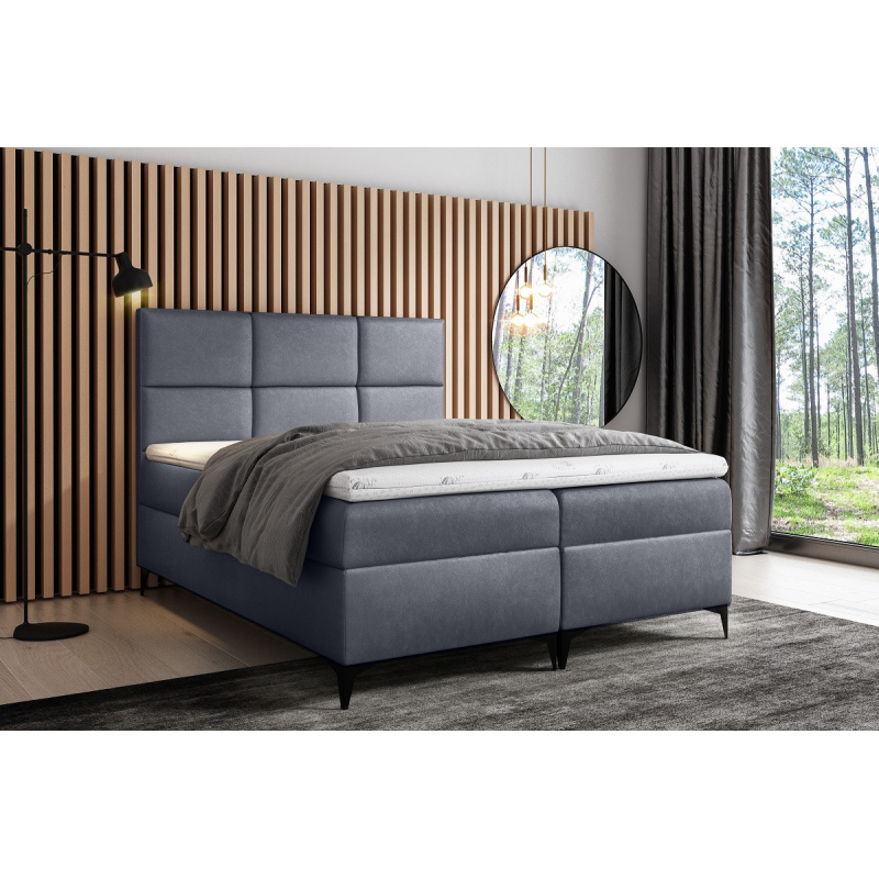 Designer-Gepolstertes Doppelbett Fiza mit Stauraum Grau 140 x 200 + gratis Topper