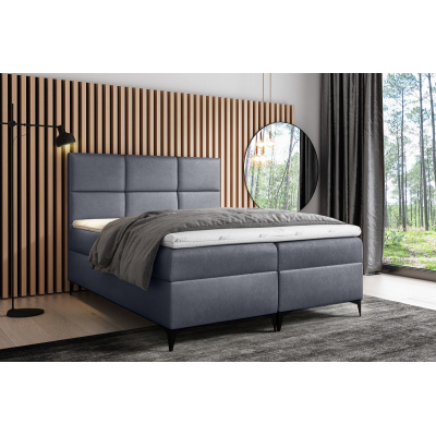 Designer-Gepolstertes Doppelbett Fiza mit Stauraum Grau 140 x 200 + gratis Topper