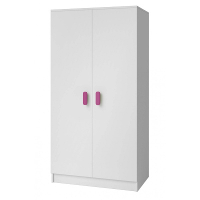 Zweitüriger Kleiderschrank für Kinderzimmer SVEN 1, Griffe – Breite 80 cm, rosa