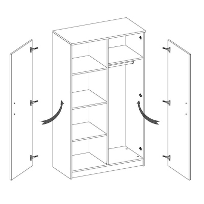 Zweitüriger grau-weißer Kleiderschrank für Kinderzimmer SVEN 2, Griffe – Breite 80 cm, Sonoma-Eiche