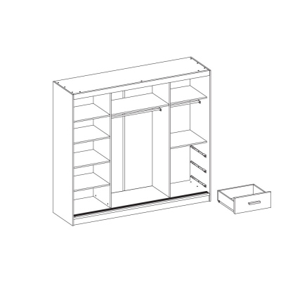 Großer Kleiderschrank 203 mit Spiegel Angelo, Eiche Sonoma + schwarze norwegische Kiefer