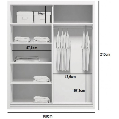 Geräumiger Kleiderschrank AMADEO, Breite 100 cm, Höhe 215 cm