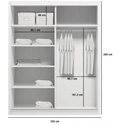 Geräumiger Kleiderschrank AMADEO, Breite 125 cm, Höhe 245 cm